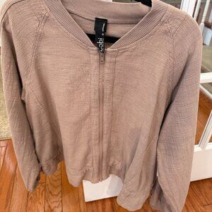 Bobi Beige Cotton Zip Up Jacket with tie sides and ribbed cuffs - size L